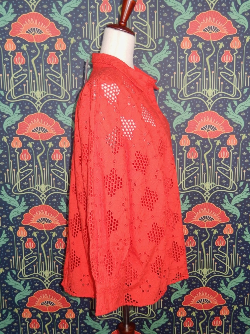 J. Crew Long Sleeve Popover Eyelet Shirt Top XXL New - Picture 8 of 9